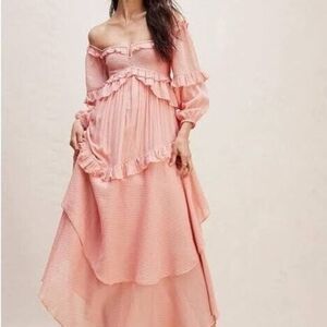 Spell & The Gypsy Collective Off-Shoulder Pink Ruffle Maxi Dress